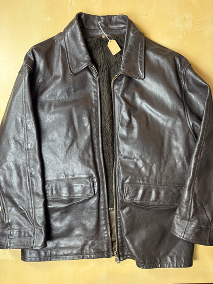 Giubbotto in pelle anni ‘80 color testa di moro - tg. S-M