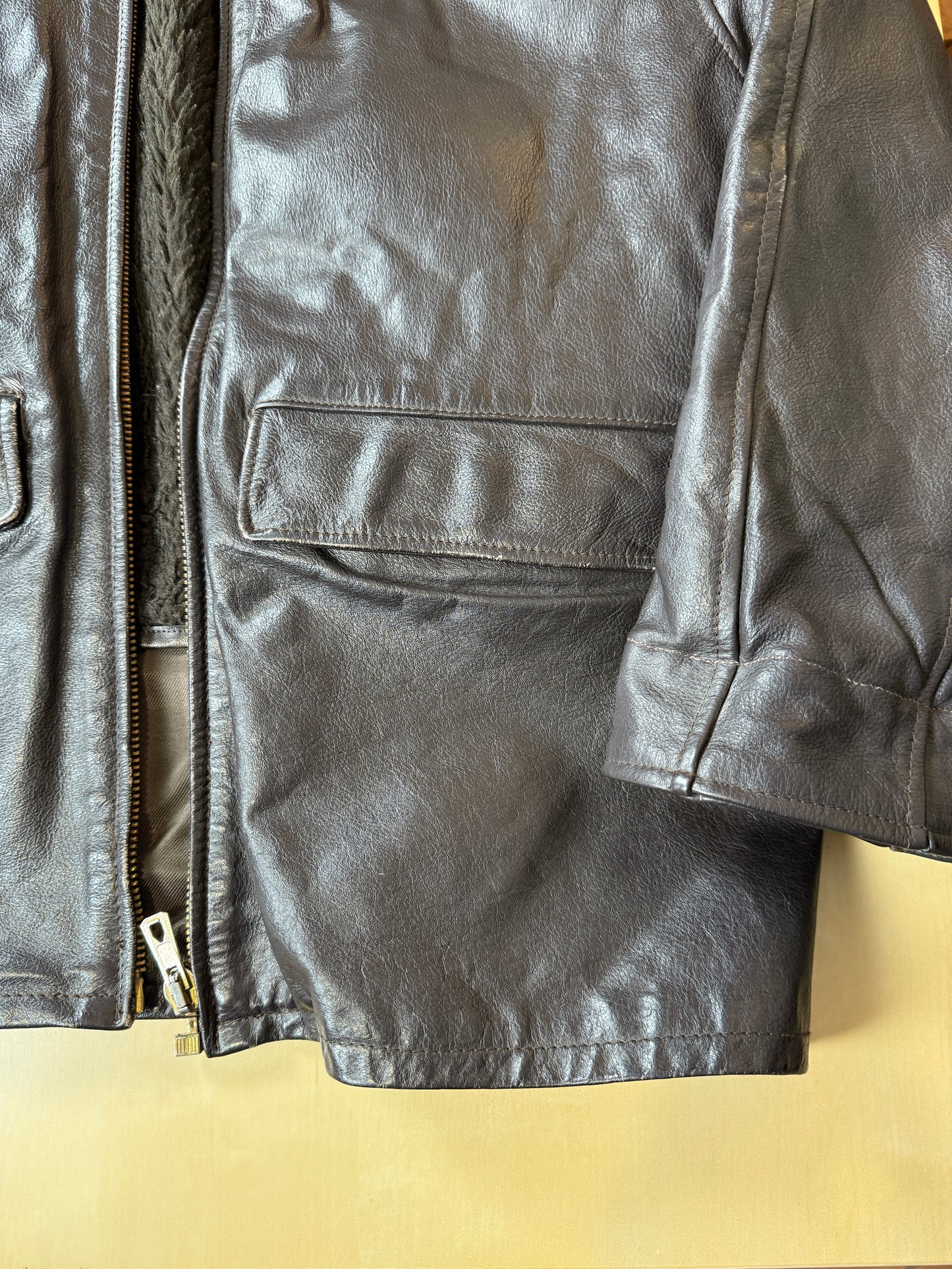 Giubbotto in pelle anni ‘80 color testa di moro - tg. S-M