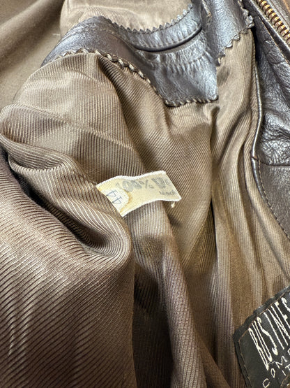 Giubbotto in pelle anni ‘80 color testa di moro - tg. S-M