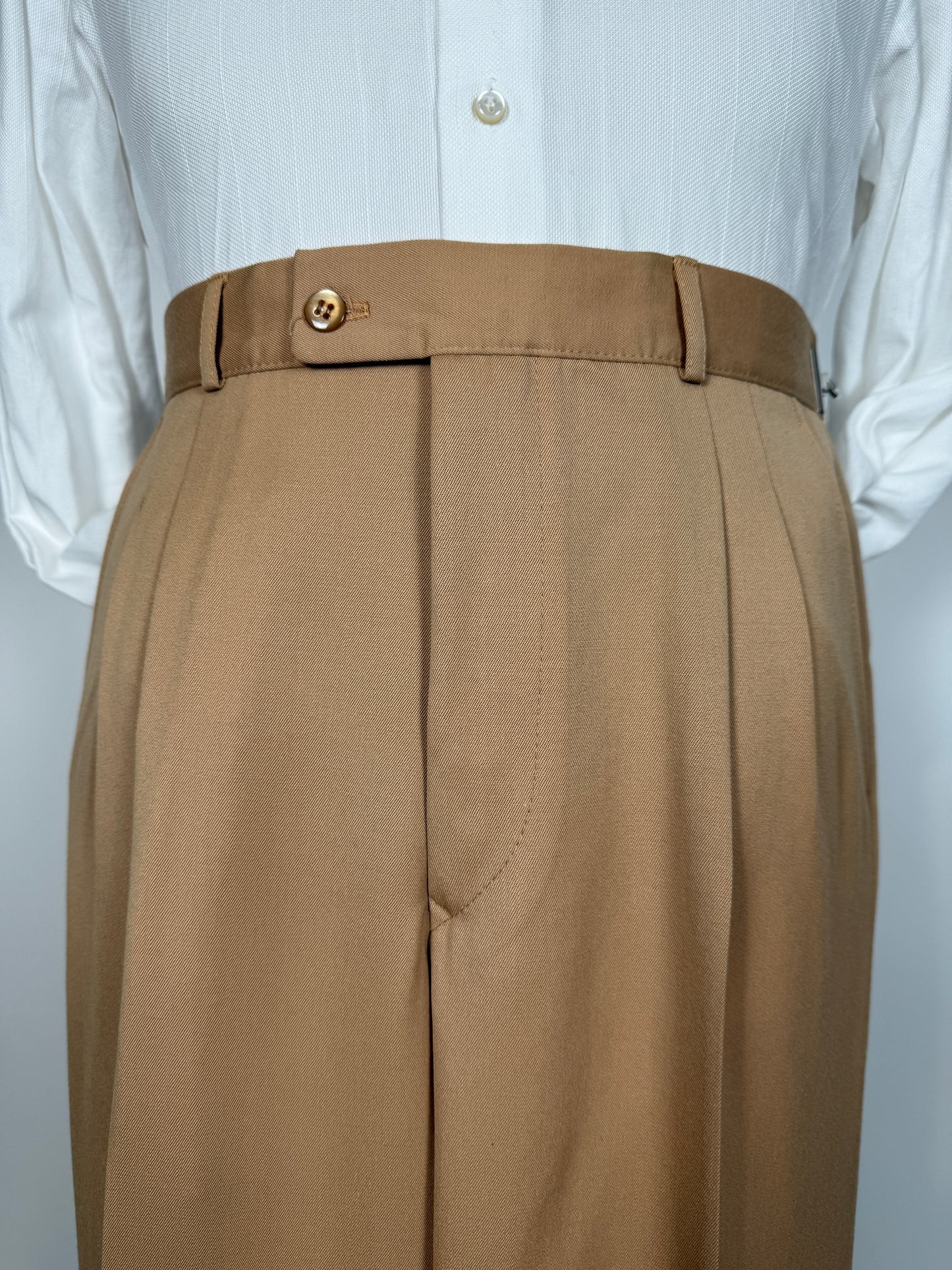Pantaloni anni ‘70 twill pettinato beige crema (NOS) - tg. 48/50