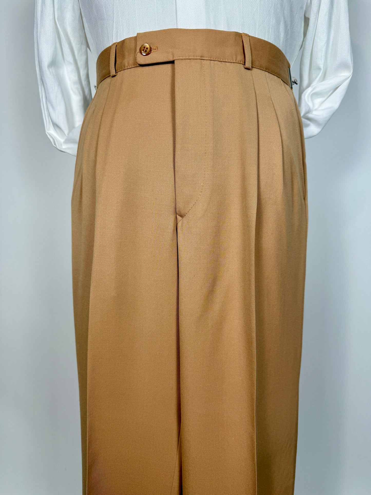 Pantaloni anni ‘70 twill pettinato beige crema (NOS) - tg. 48/50