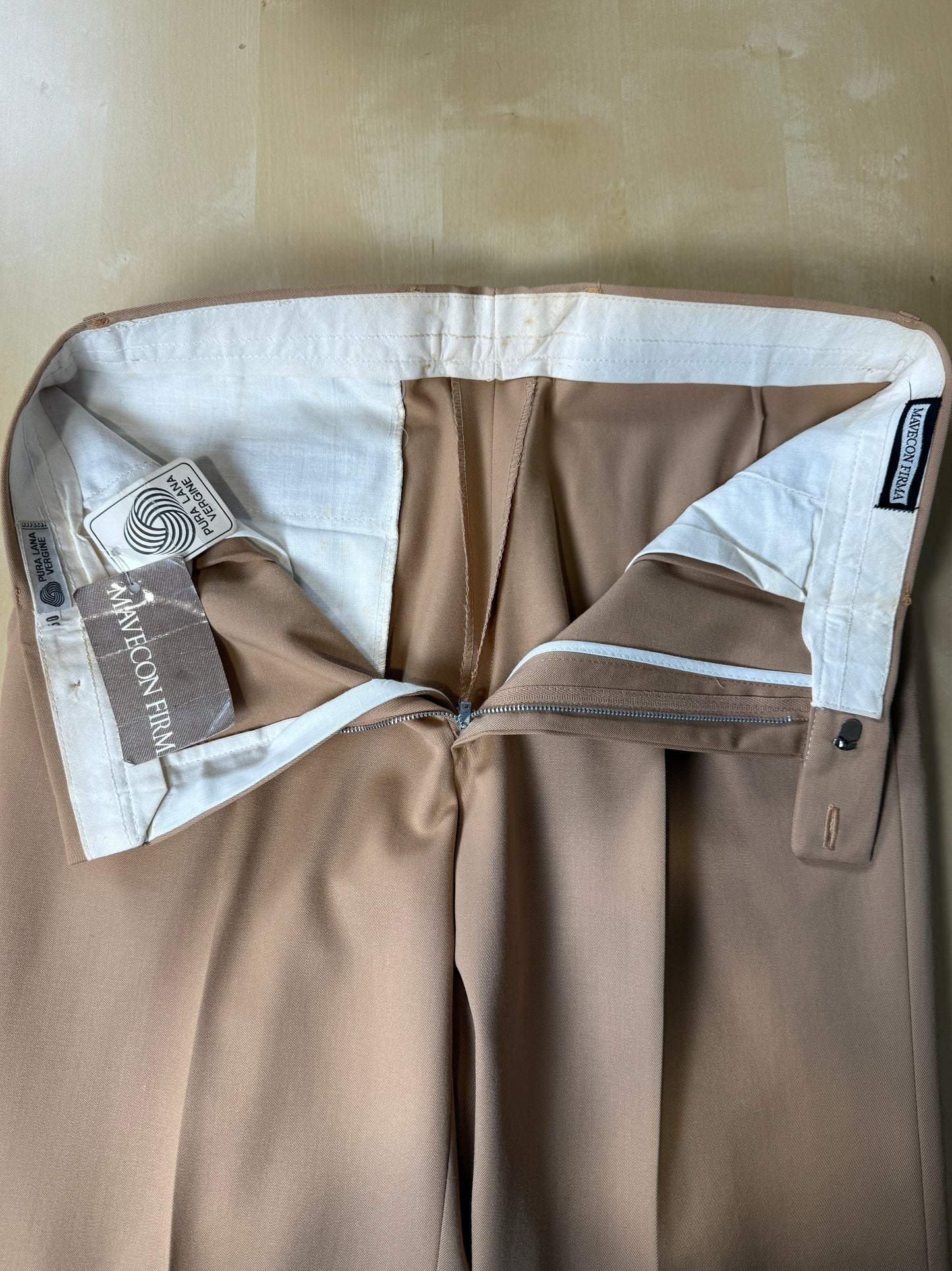 Pantaloni anni ‘70 twill pettinato beige crema (NOS) - tg. 48/50