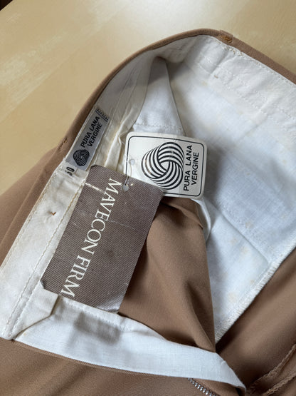 Pantaloni anni ‘70 twill pettinato beige crema (NOS) - tg. 48/50