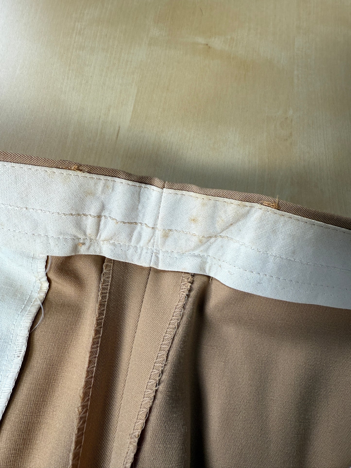 Pantaloni anni ‘70 twill pettinato beige crema (NOS) - tg. 48/50