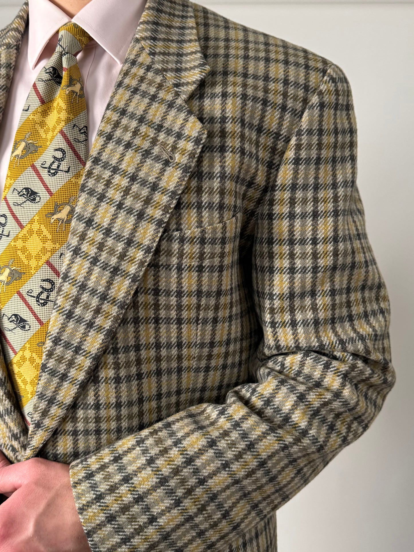 Giacca Valentino anni ‘80 check in lana e cashmere - tg. 52