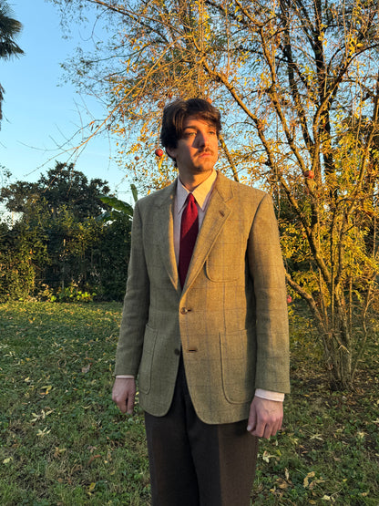 Giacca anni ‘70 tweed cachi finestrato - tg. 50