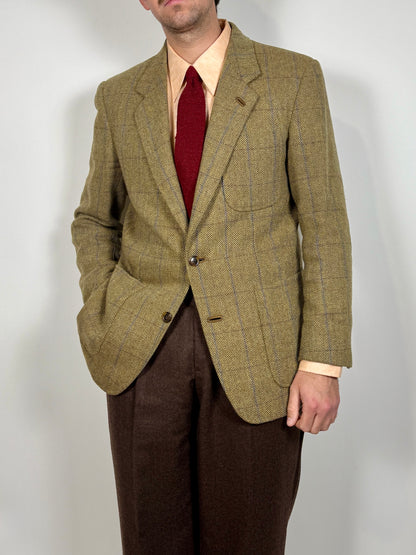 Giacca anni ‘70 tweed cachi finestrato - tg. 50