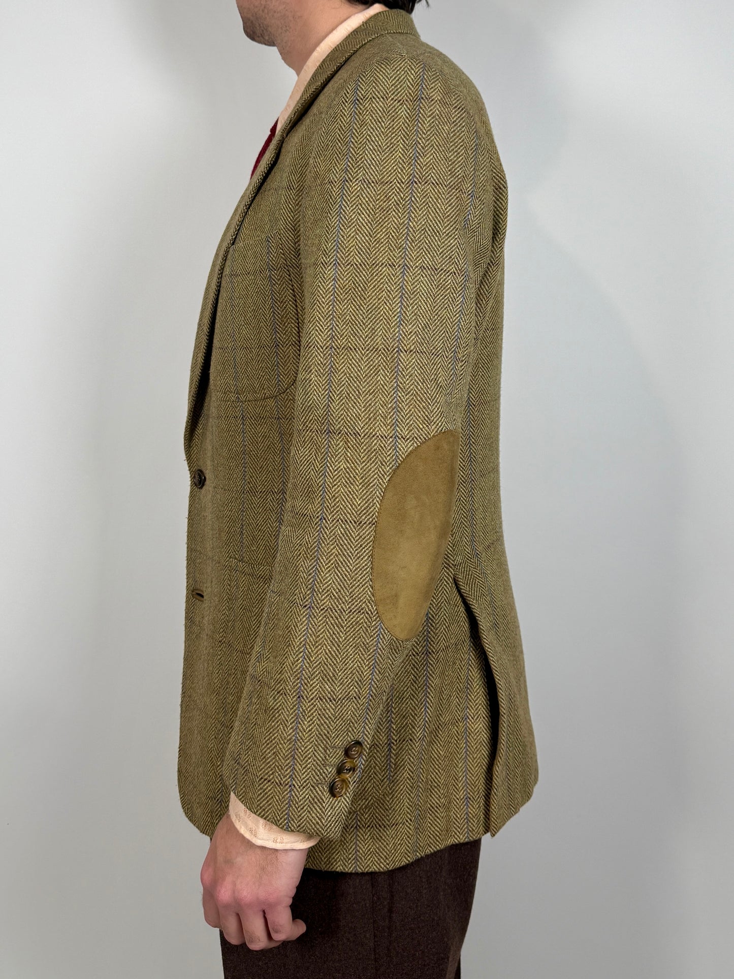 Giacca anni ‘70 tweed cachi finestrato - tg. 50