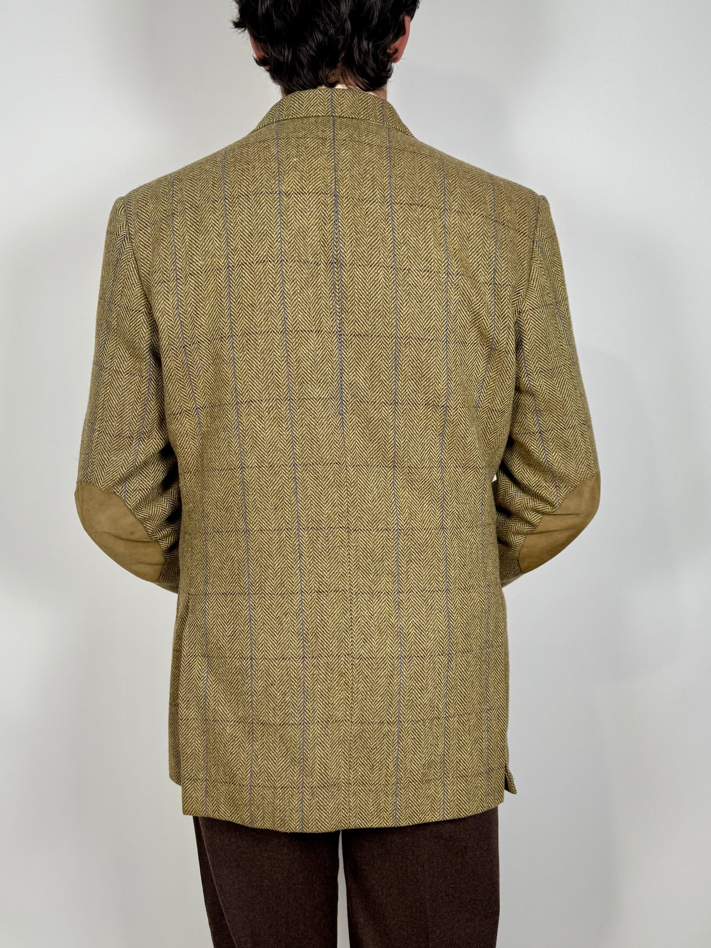 Giacca anni ‘70 tweed cachi finestrato - tg. 50