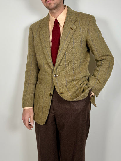 Giacca anni ‘70 tweed cachi finestrato - tg. 50