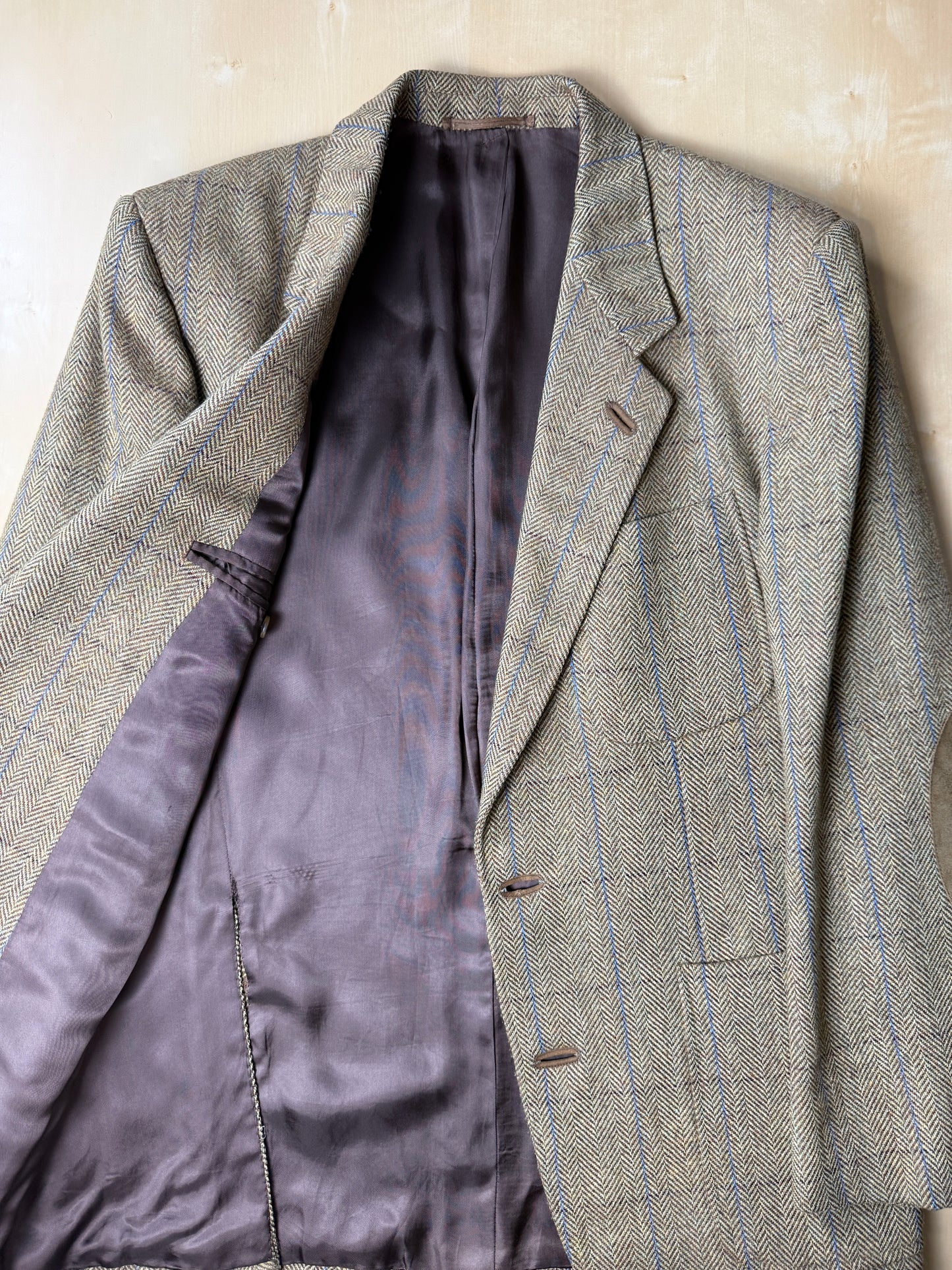 Giacca anni ‘70 tweed cachi finestrato - tg. 50