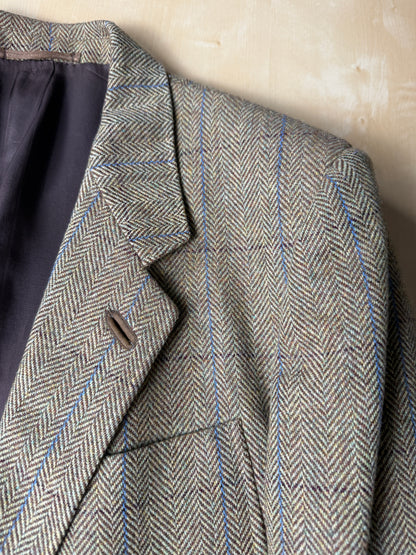 Giacca anni ‘70 tweed cachi finestrato - tg. 50