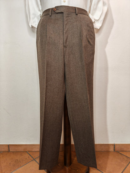 Pantalone anni '70 marrone tabacco in flanella di lana - tg. 44/46