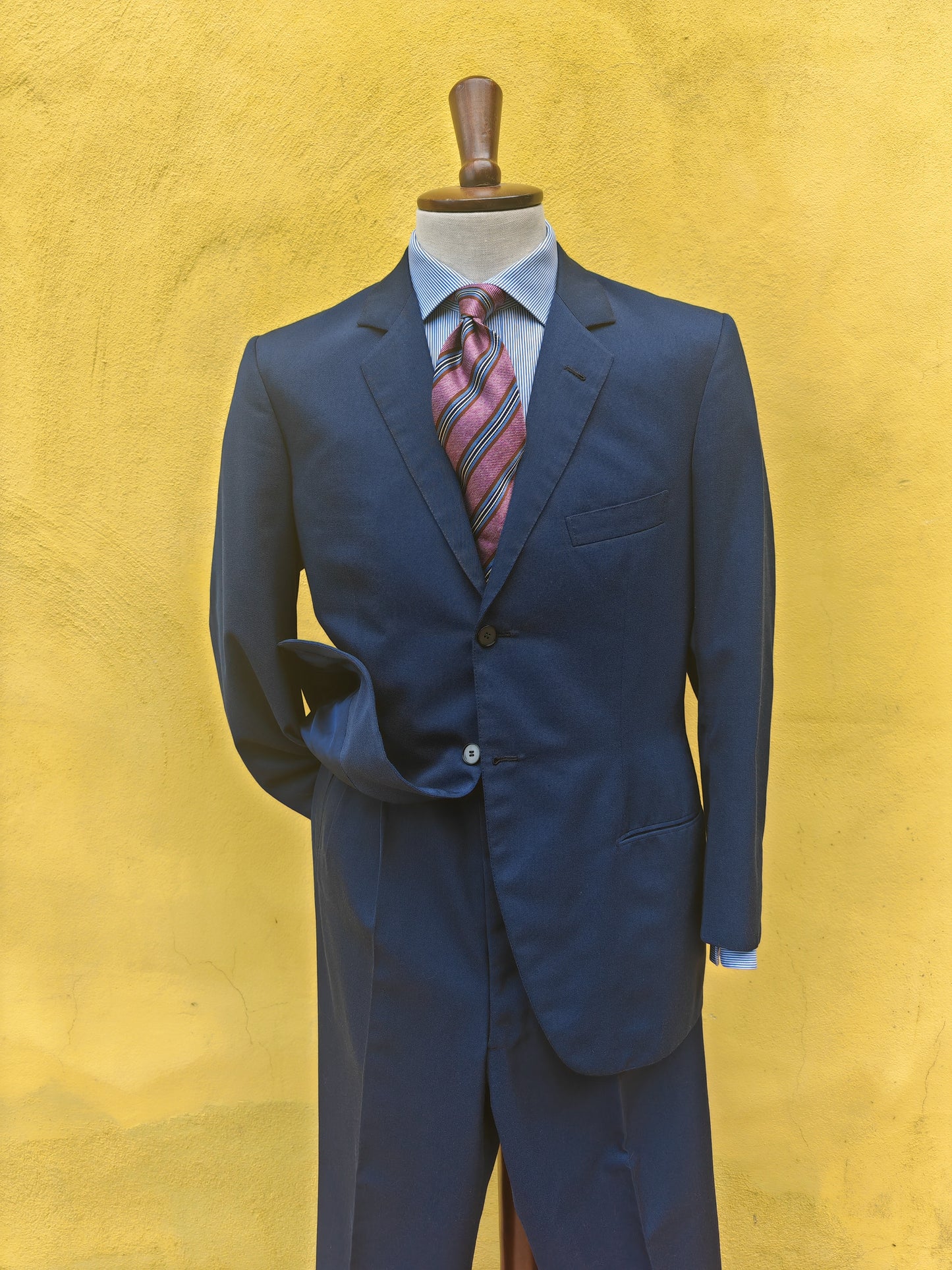 Completo sartoriale anni '60 twill di lana blu - tg. 50