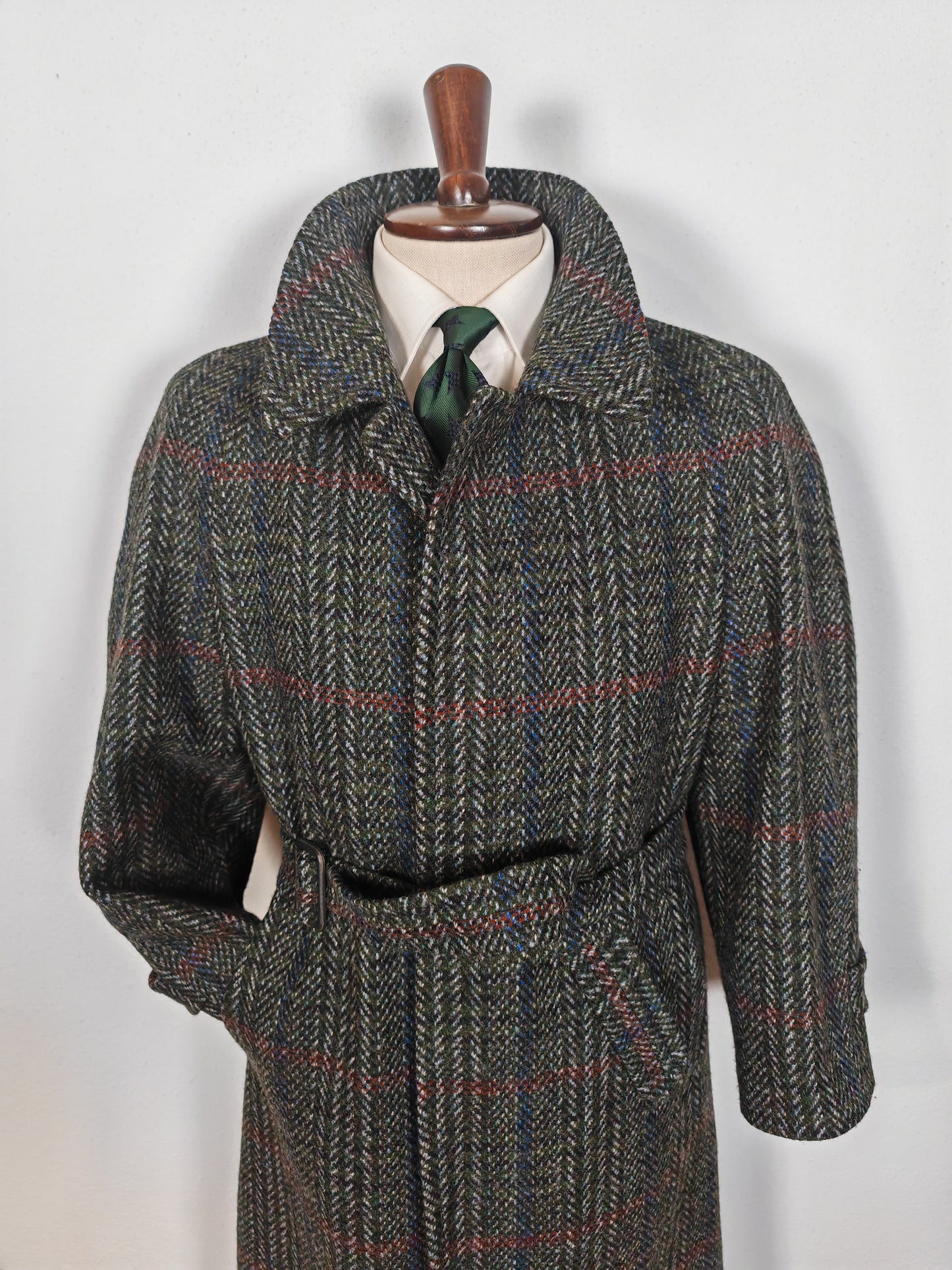 Cappotto raglan anni '80 in tweed scozzese Kynoch - tg. 48-52