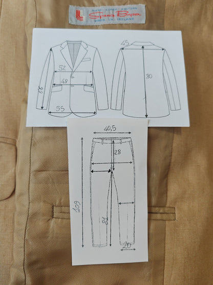 Completo anni '90 in puro lino irlandese beige - tg. 46/48