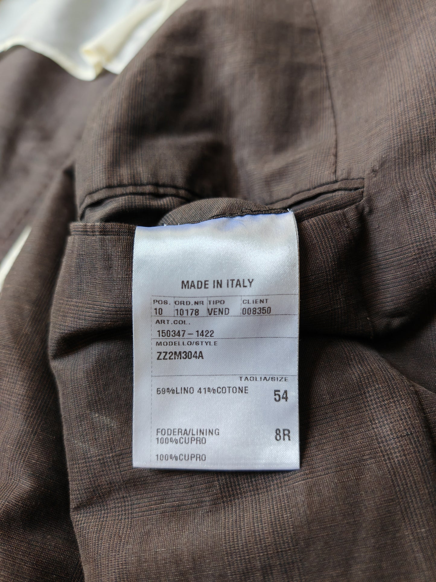 Caruso summer jacket, brown Glen check - size 52/54