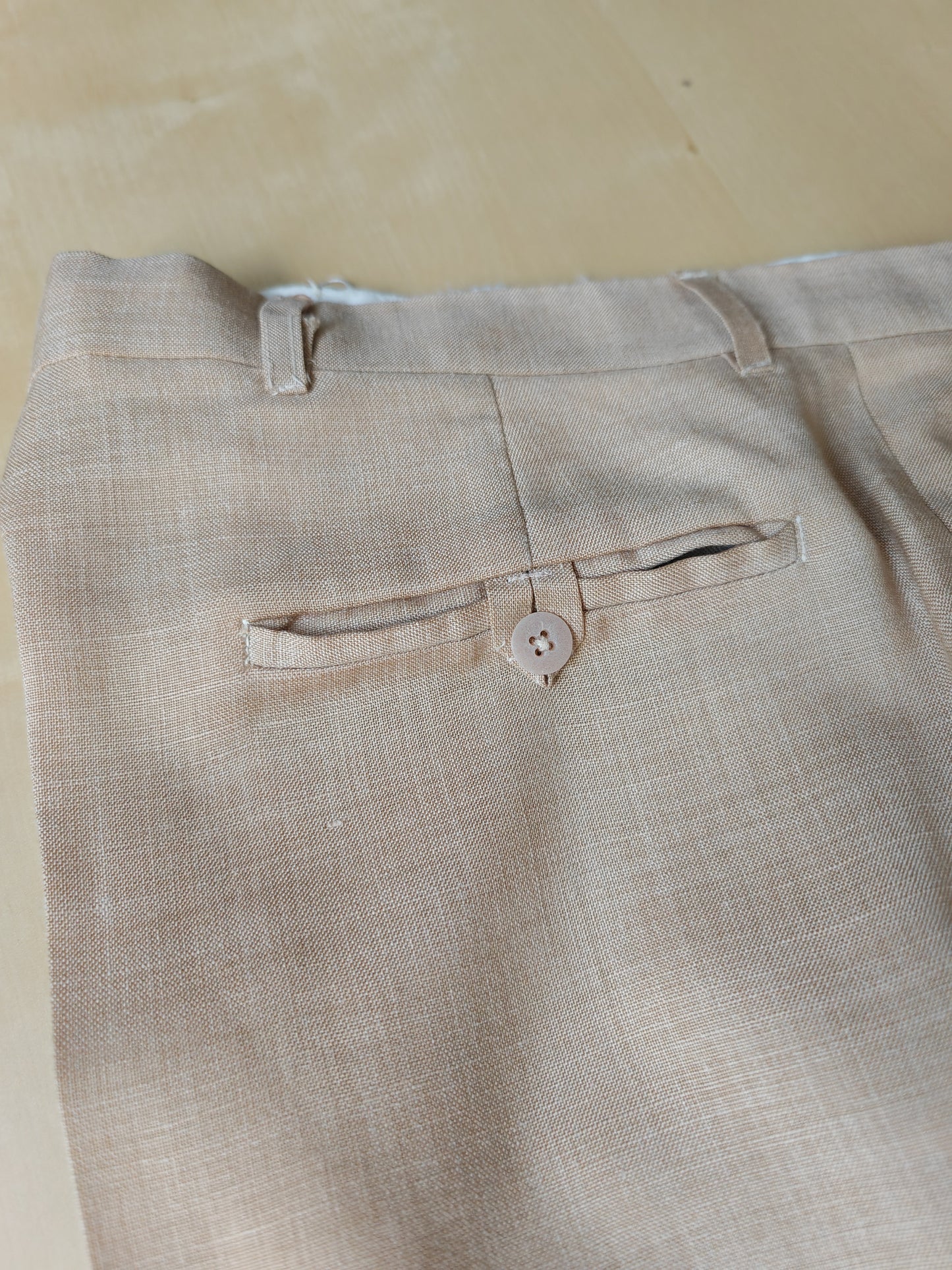 Pantalone anni '70 in tela misto lana beige - tg. 50