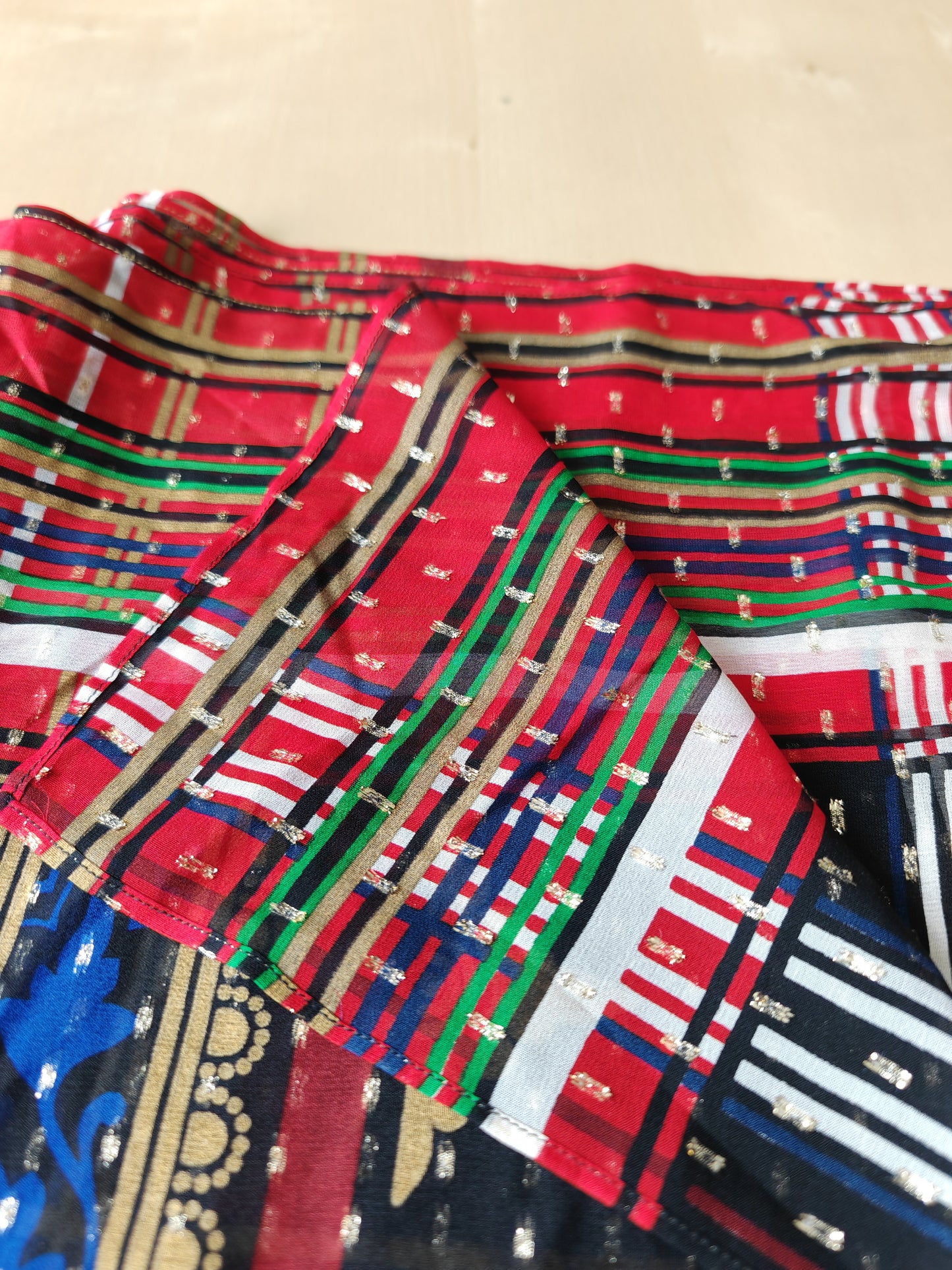 Pareo/pashmina in georgette di seta La Perla Mare anni '80 NOS