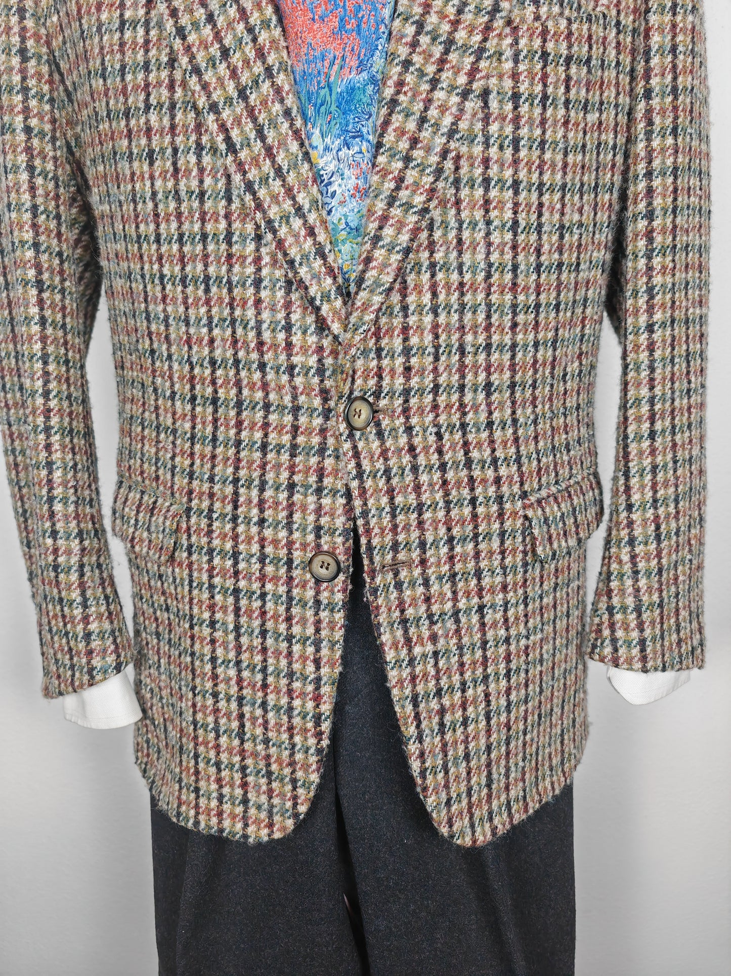 Giacca anni '80 in tweed pied-de-poule - tg. 50