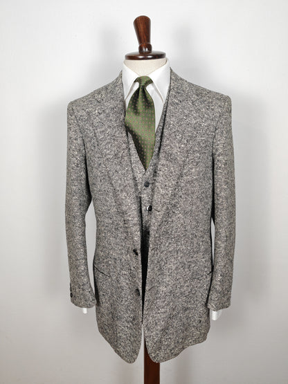 Giacca + panciotto sartoriali anni '60 in tweed sale e pepe - tg. 54 lunga