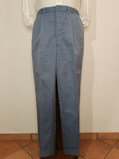 Pantalone sartoriale su misura in twill di cotone blu avio - tg. 48