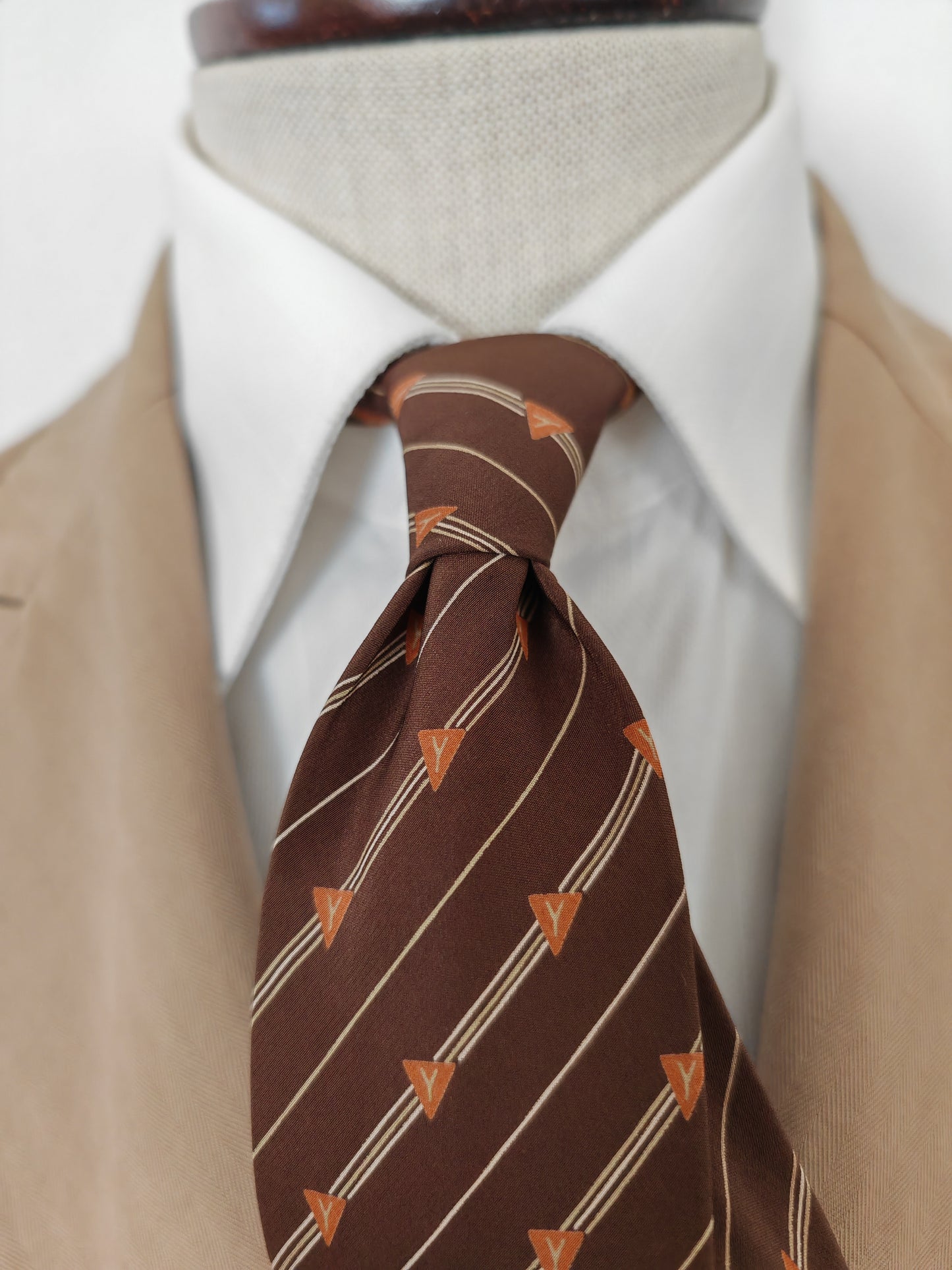 Yves Saint Laurent striped brown tie