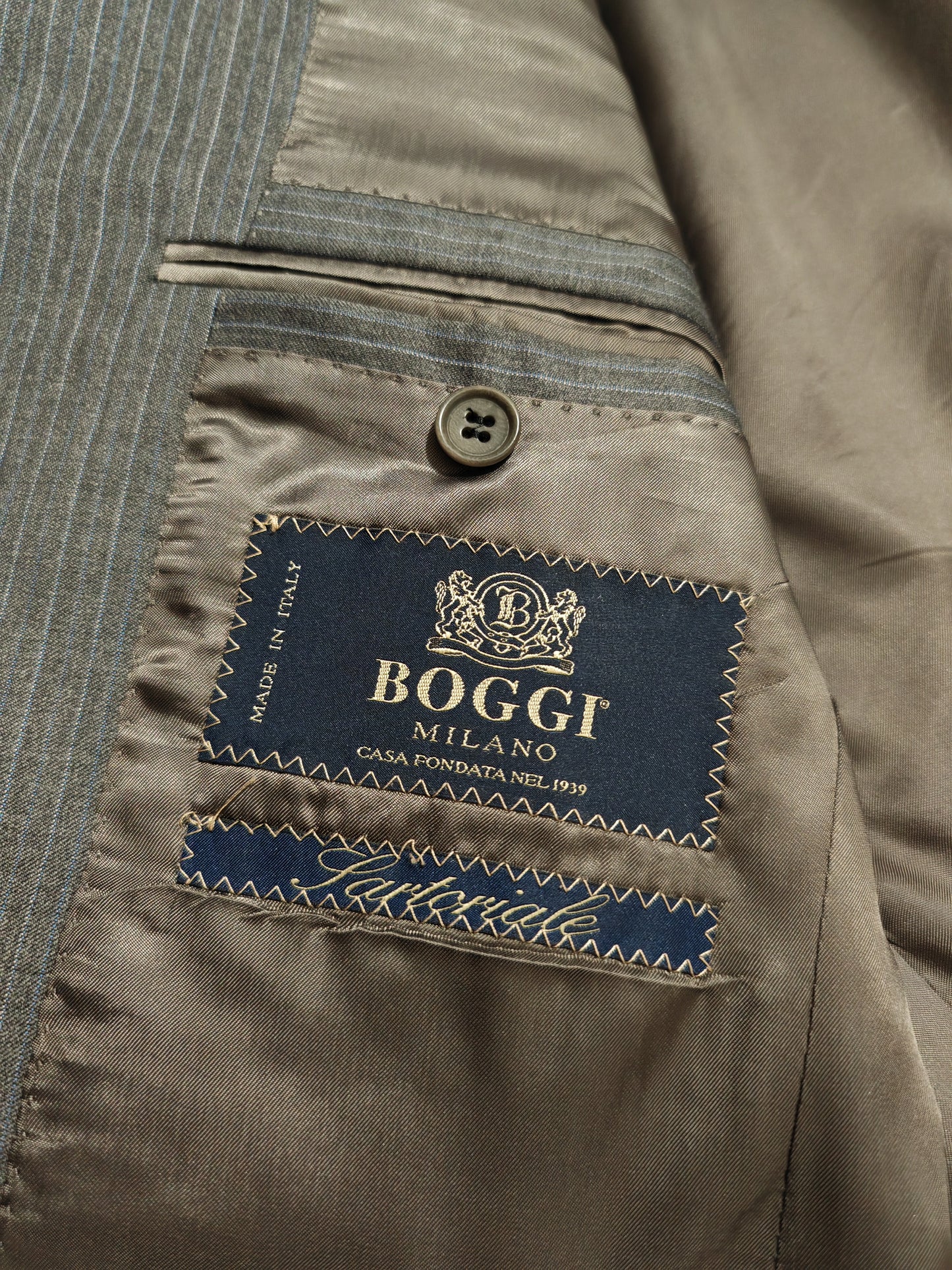 Completo Boggi tessuto Loro Piana super 120S, grigio gessato - tg. 46