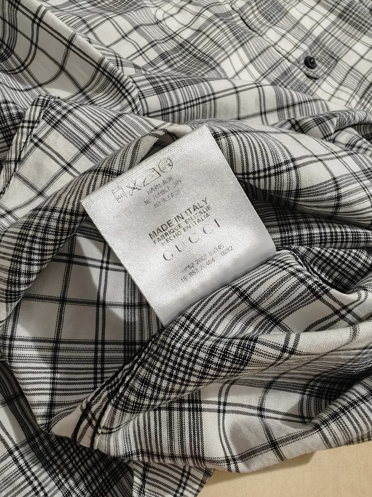 Camicia Gucci tartan bianco e nero - collo 39