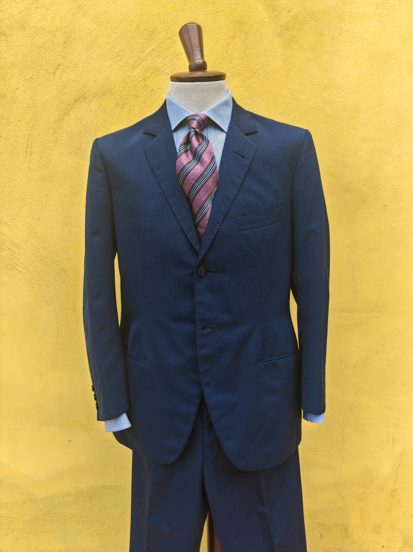 Completo sartoriale anni '60 twill di lana blu - tg. 50