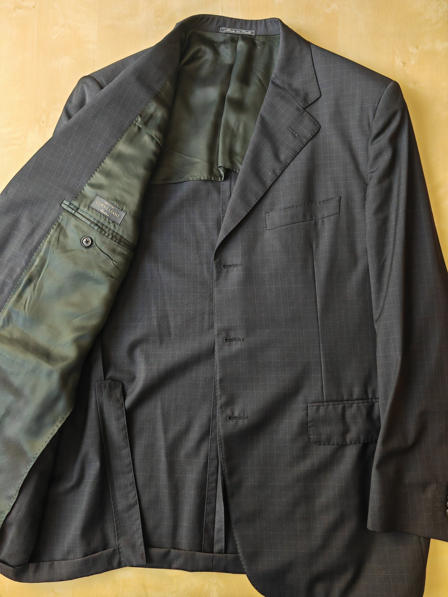 Completo Corneliani estivo in fresco lana blu a quadri - tg. 54