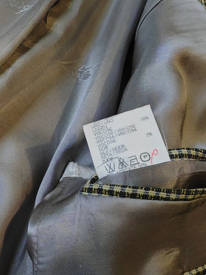 Kenzo, checked mid-season jacket in wool and linen - size 48