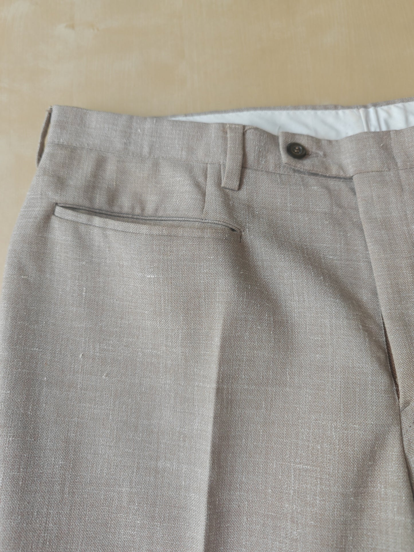 Completo estivo anni '70 in tela misto lino ecru - tg. 48/50