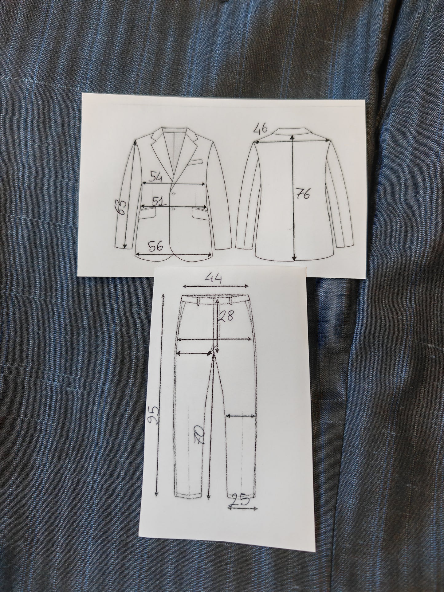 Completo anni '80 blu in pura seta shantung Marzotto - tg. 50