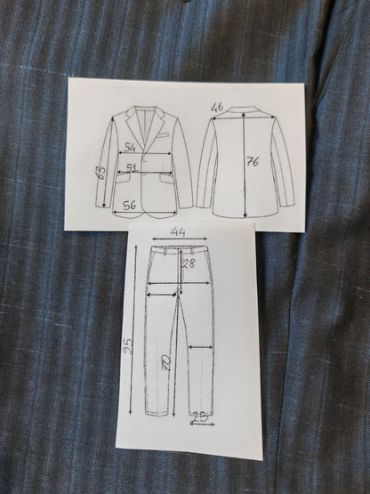 Completo anni '80 blu in pura seta shantung Marzotto - tg. 50