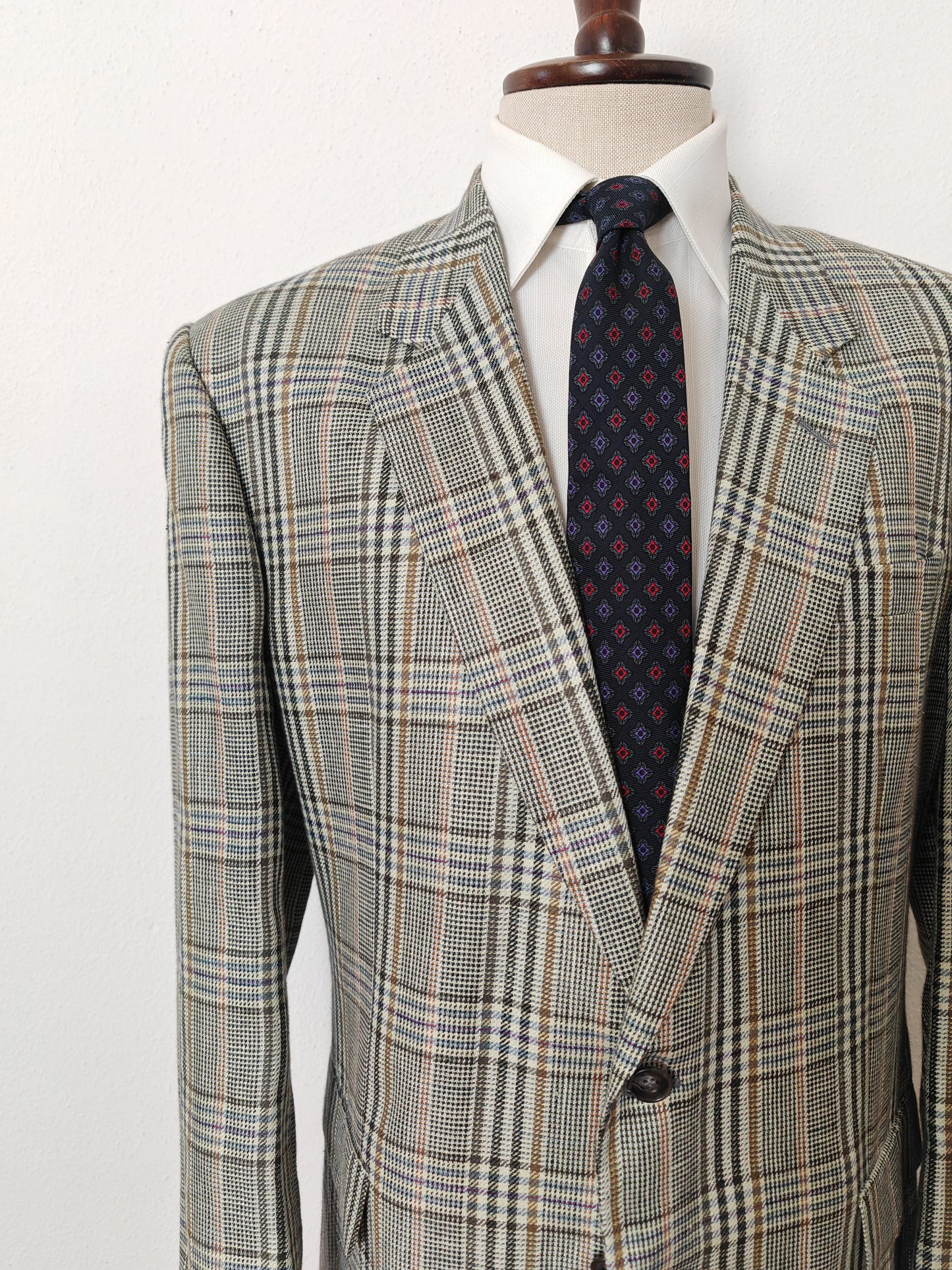 Summer checked jacket in 100% Irish linen, size 54 ITA