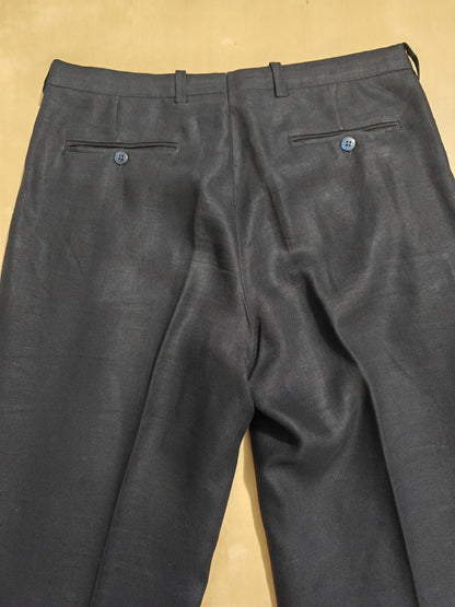 Completo doppiopetto sartoriale anni '70 in puro lino blu - tg. 46