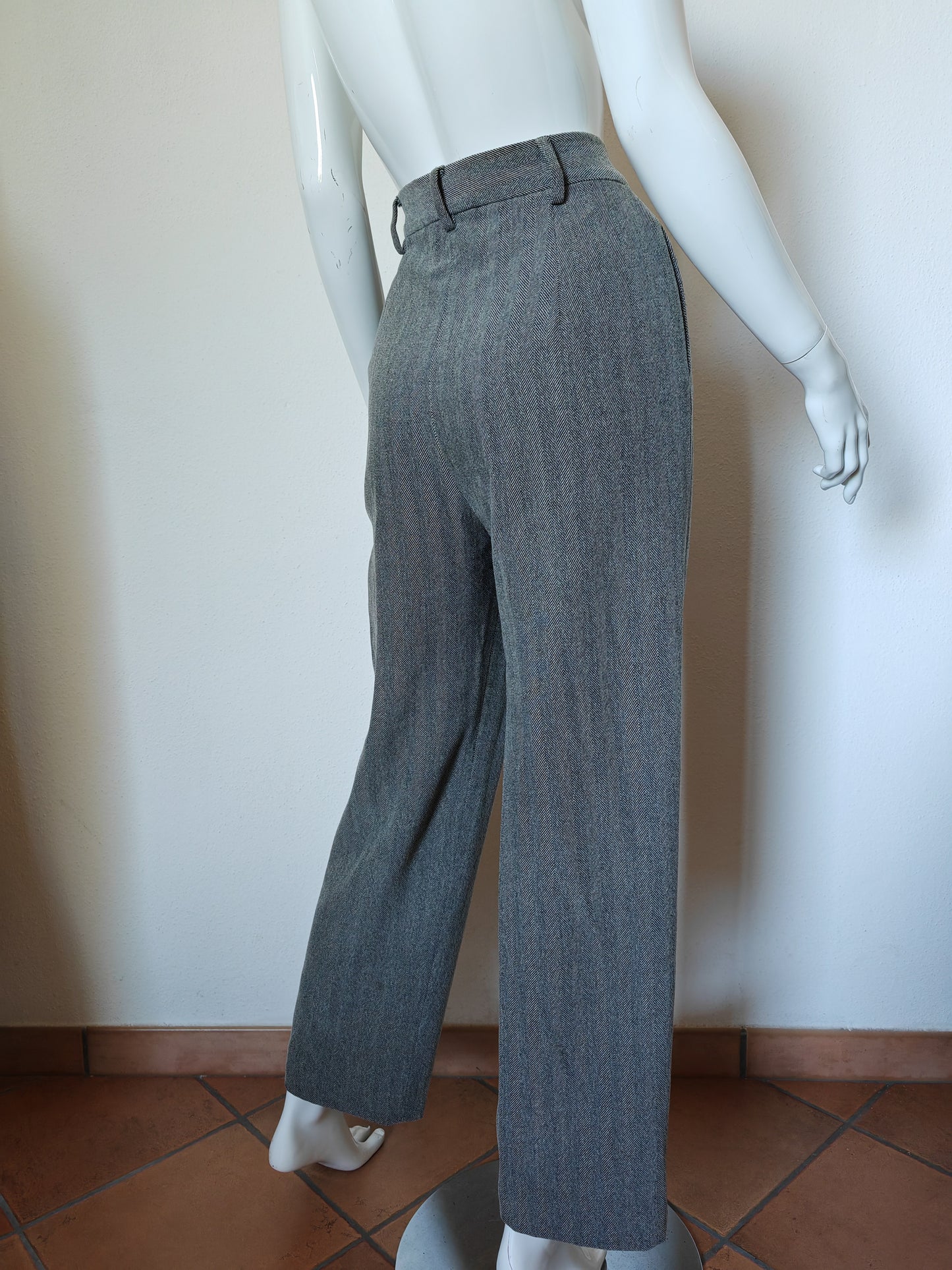 Pantalone Max Mara grigio spinato in misto lana - tg. 44/46