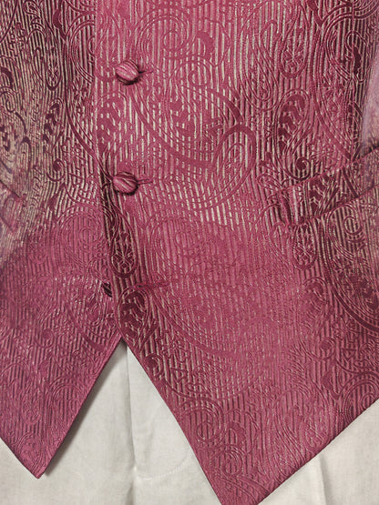 Panciotto anni '80 in pura seta canneté damascata - M