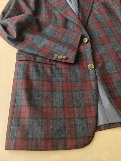 Tartan blazer Simon Ackerman anni '70 con panciotto abbinato - tg. 48/50