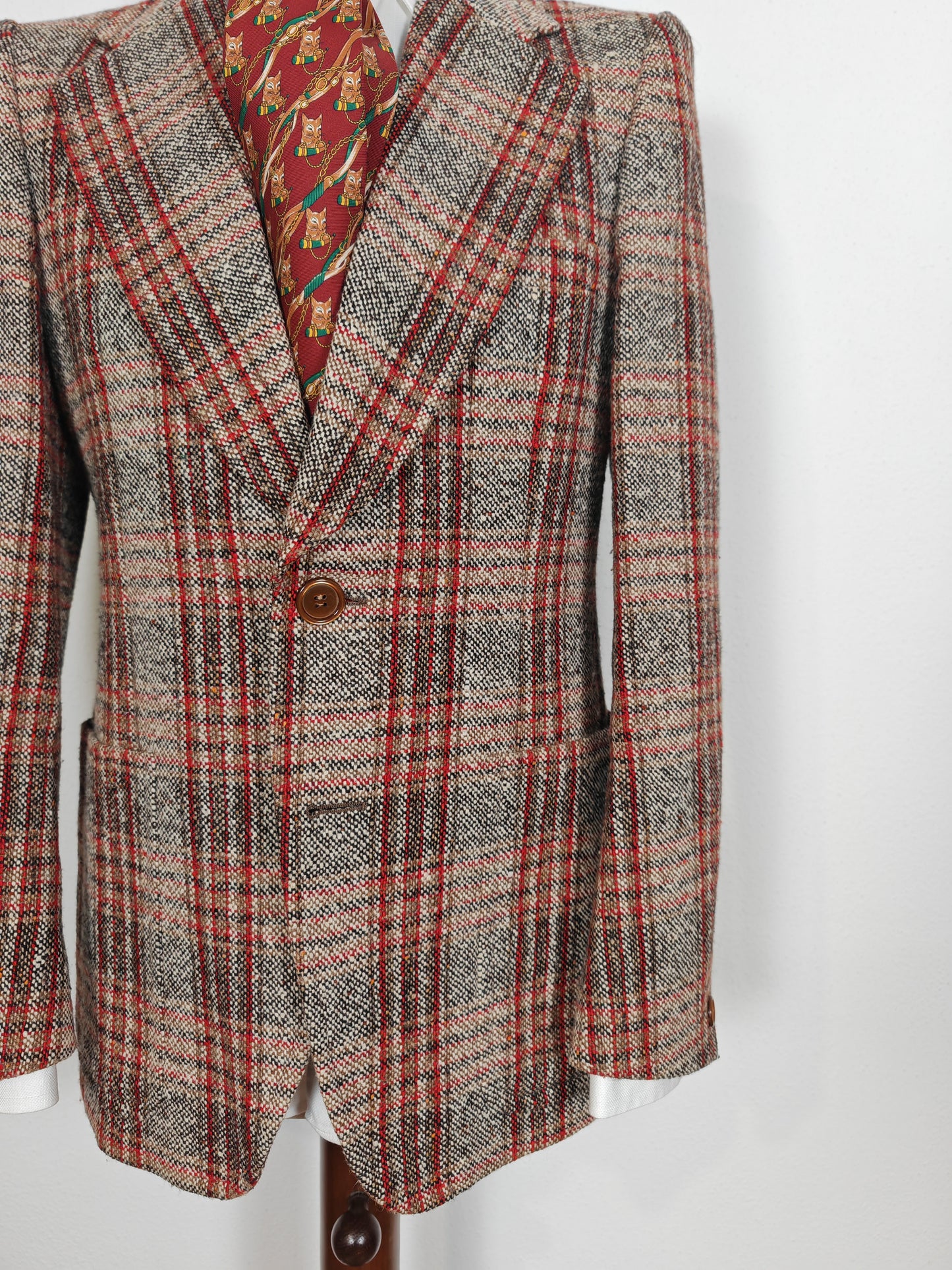 Giacca anni '70 in tweed a quadri - tg. 46/48