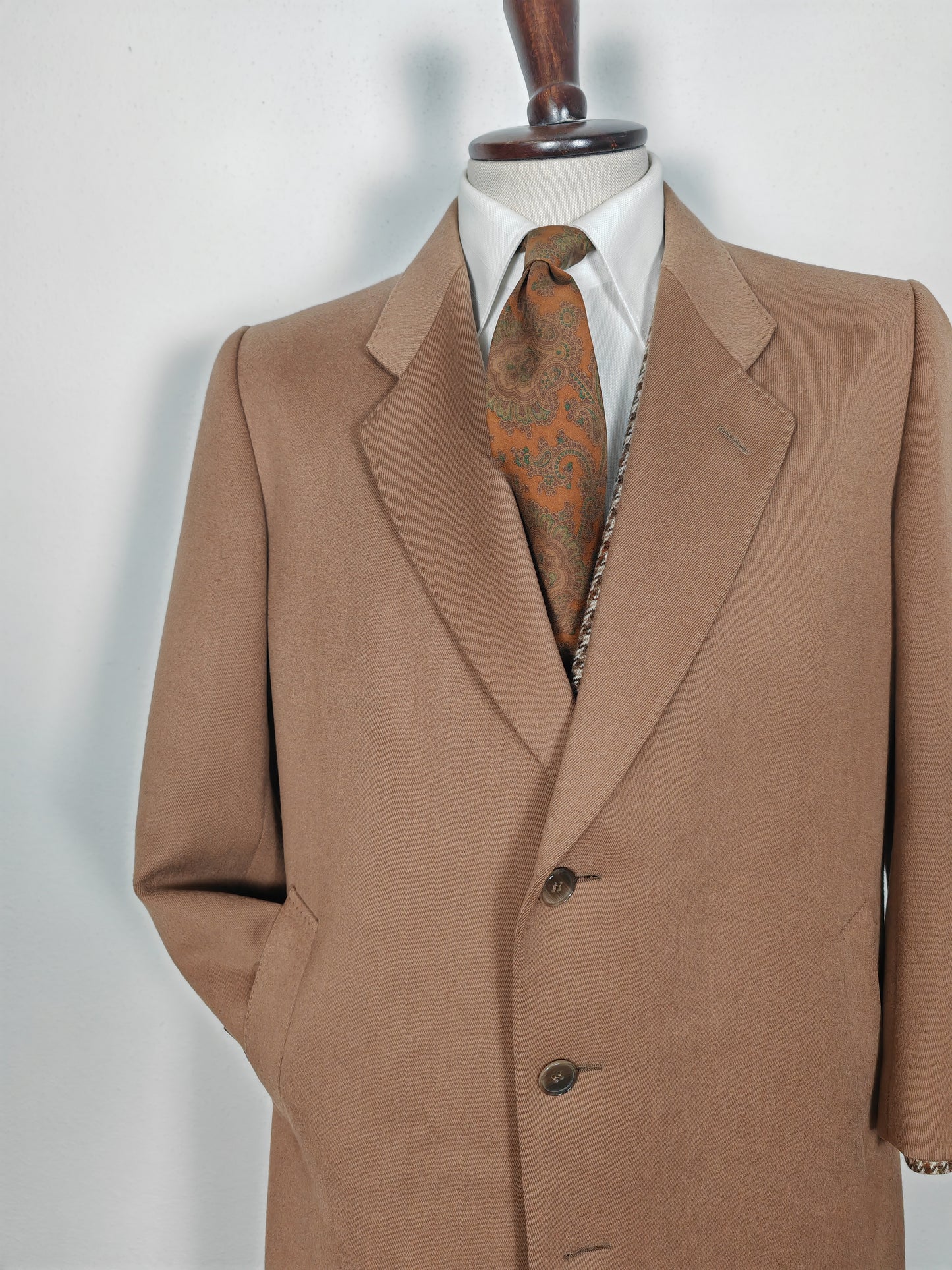 Cappotto anni '70 color cammello in twill di lana - tg. 50-54