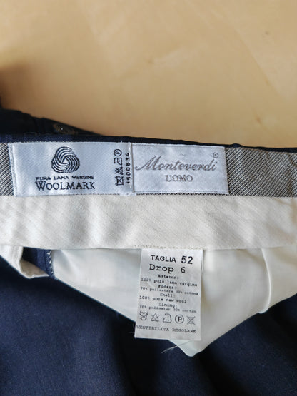Pantalone anni '90 in fresco lana blu - tg. 50/52