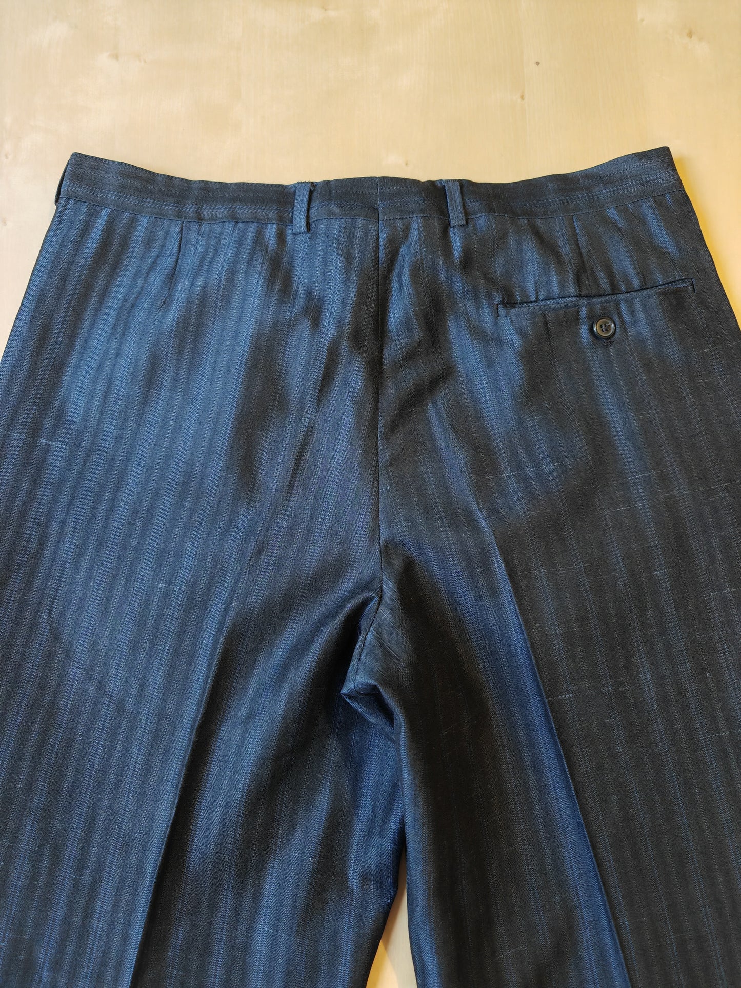 Completo anni '80 blu in pura seta shantung Marzotto - tg. 50