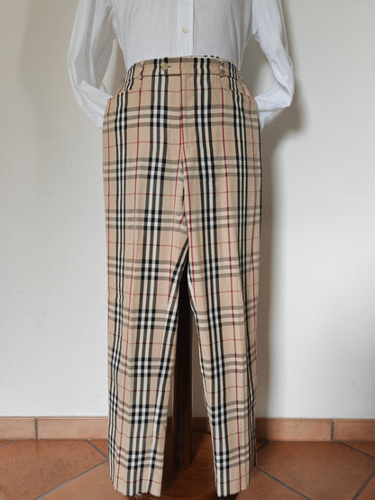 Pantaloni Burberry tartan check in cotone - tg. 46/48.