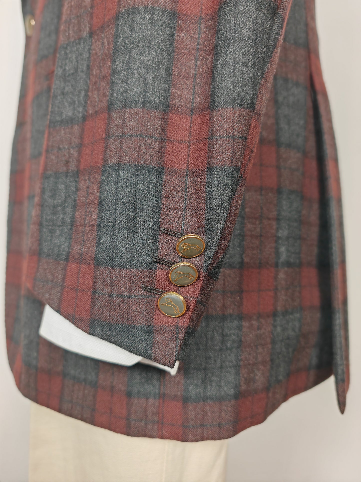 Tartan blazer Simon Ackerman anni '70 con panciotto abbinato - tg. 48/50