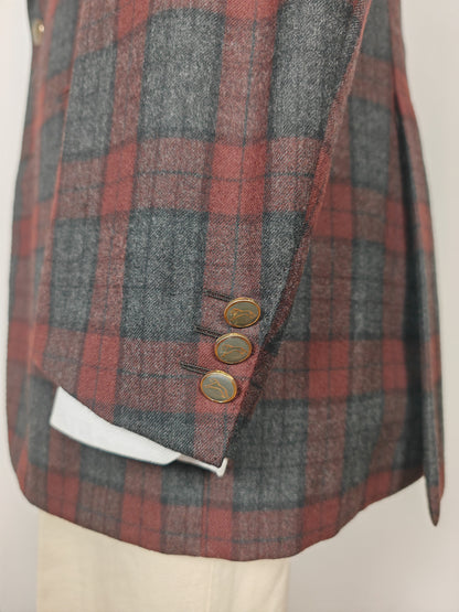 Tartan blazer Simon Ackerman anni '70 con panciotto abbinato - tg. 48/50