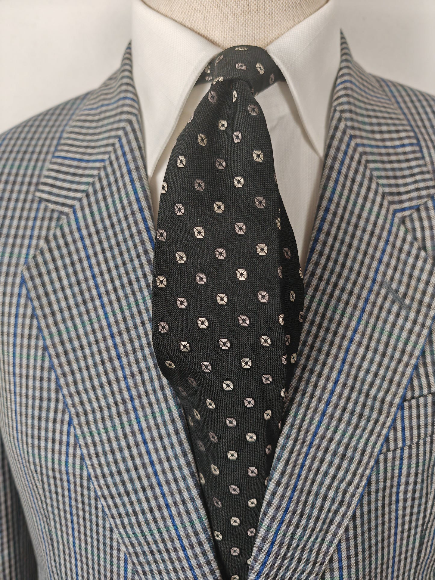 Cravatta anni '60/'70 grenadine fantasia argento