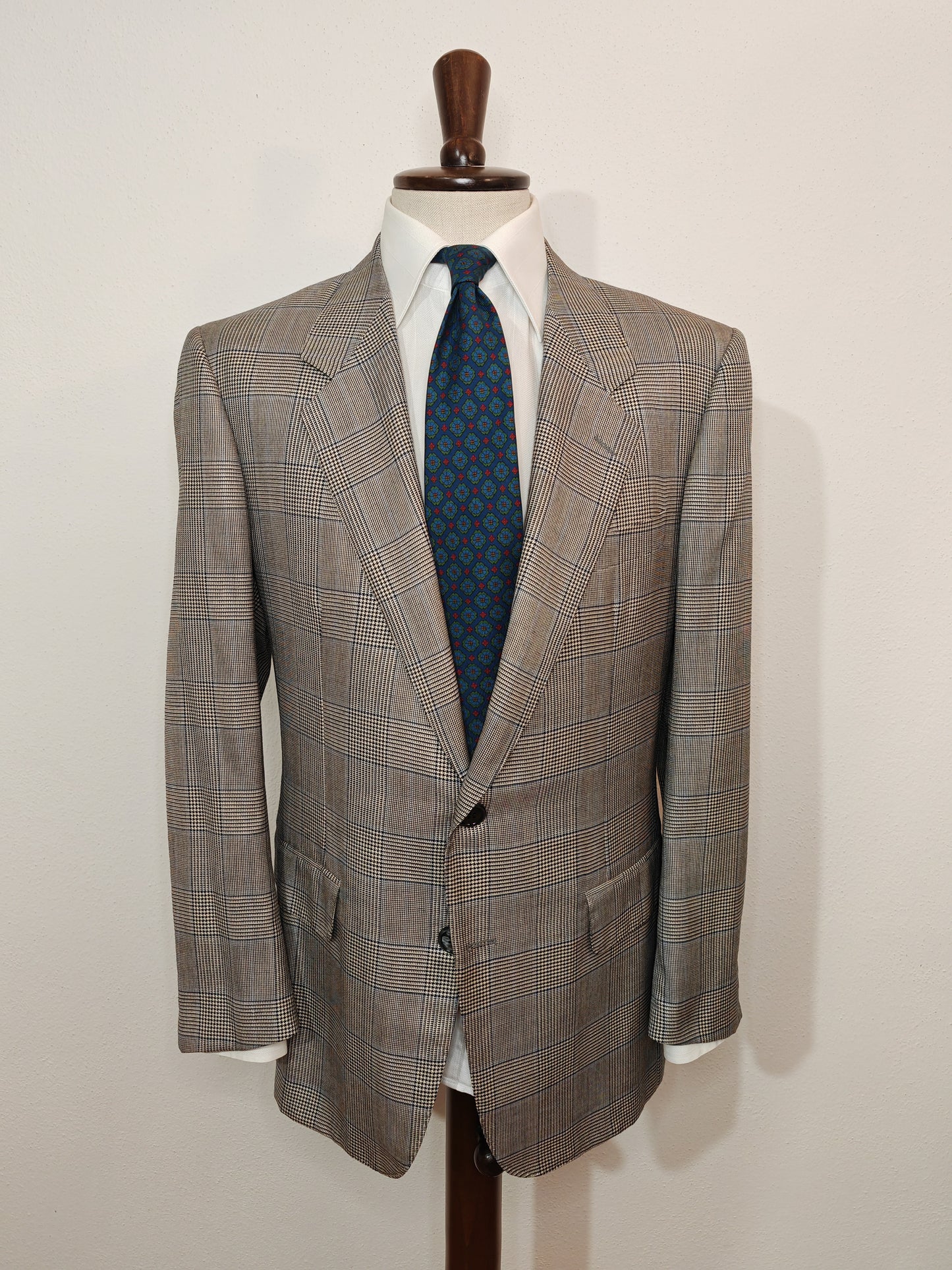 80s Ballantyne jacket, silk and wool prince of Wales - size 52