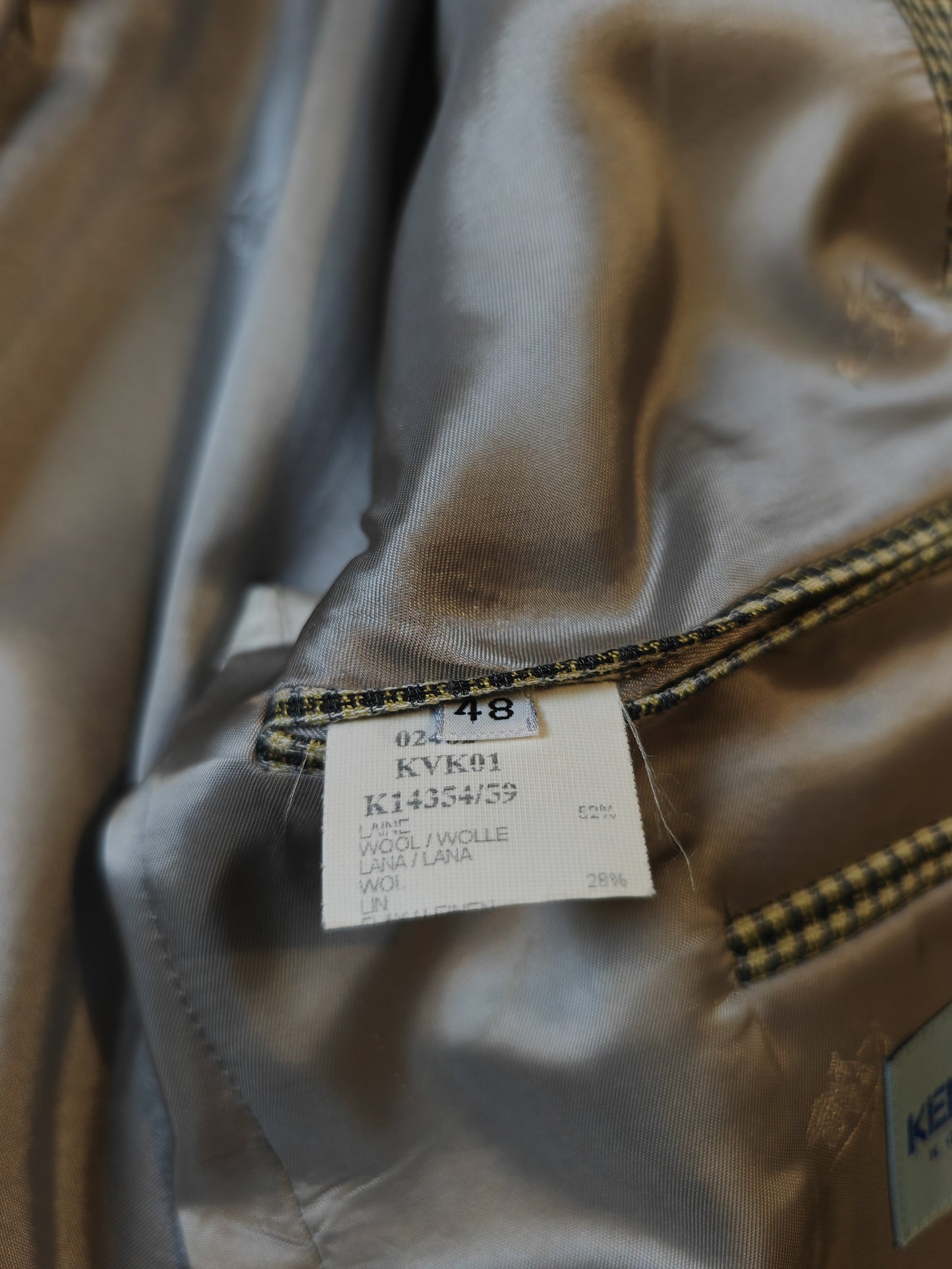 Kenzo, checked mid-season jacket in wool and linen - size 48